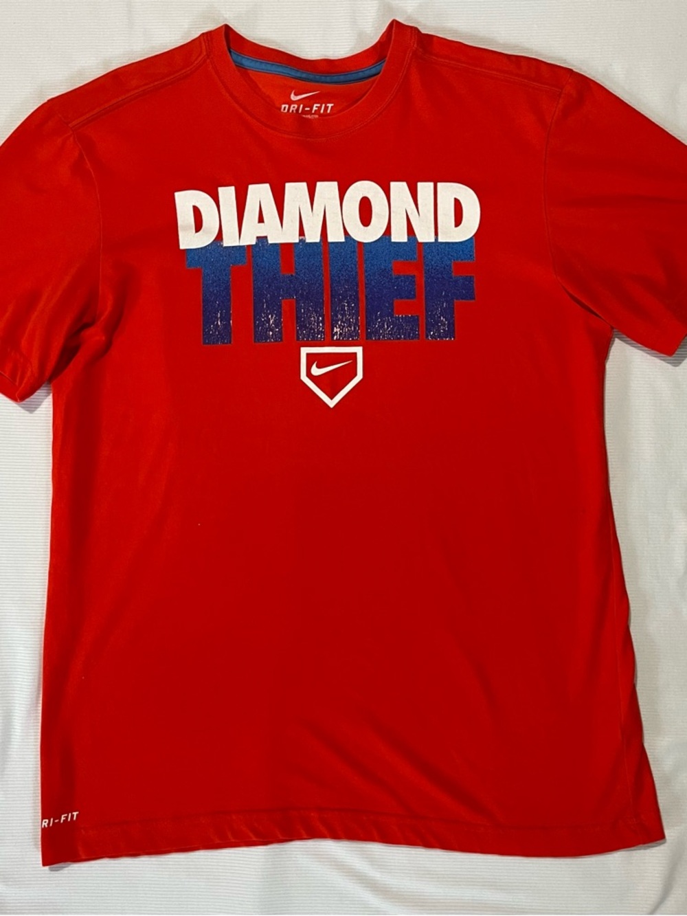 Men’s Nike Orange Baseball 'Diamond Thief' Dri-FIT Tee Size M Medium